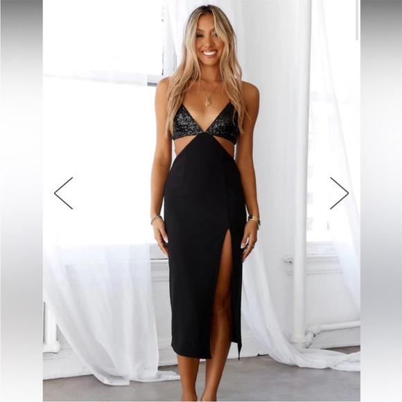 Hello Molly Black Sequin Midi Dress - Picture 2 of 5